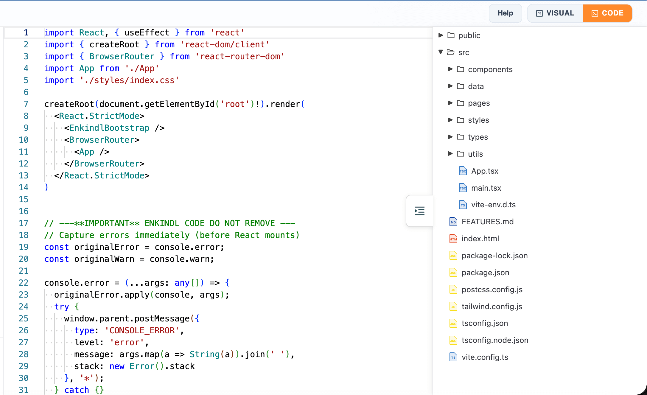 Code Editor with file explorer open