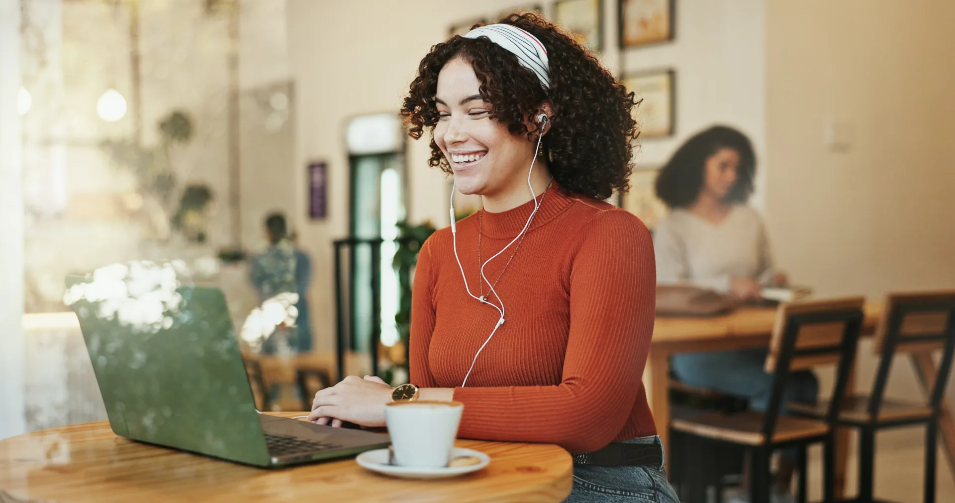 Woman working remotely on laptop